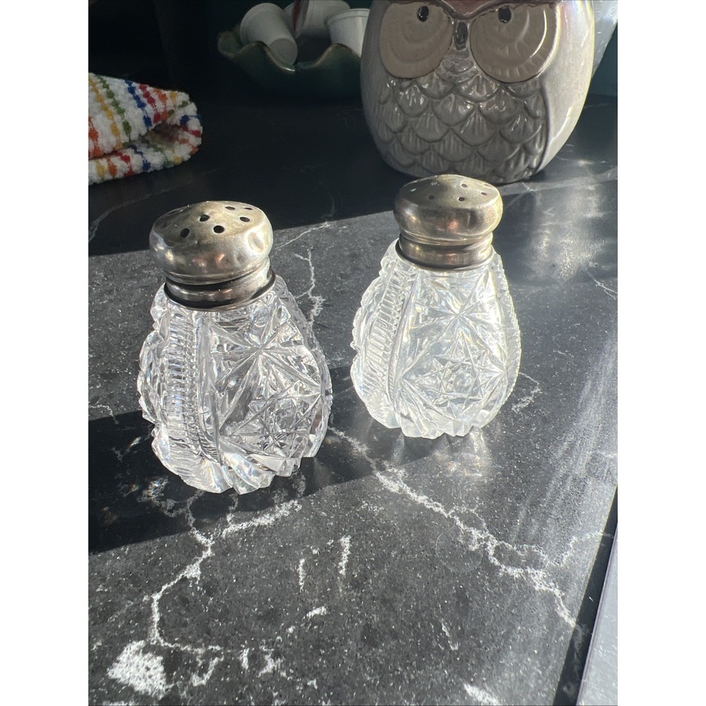 Hawkes Cut Crystal Sterling Salt & Pepper Shakers
